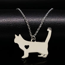 Load image into Gallery viewer, Stainless Steel Tiny Cat Pendant Necklace