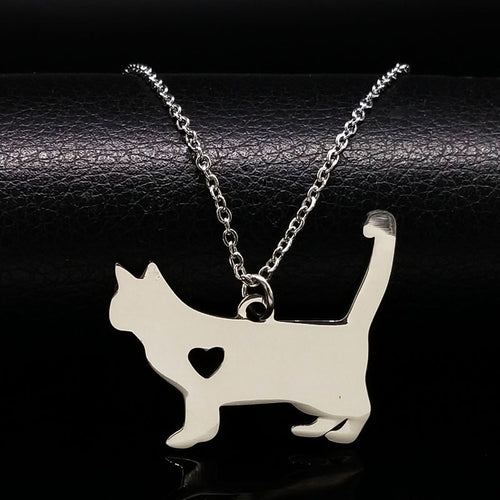 Stainless Steel Tiny Cat Pendant Necklace
